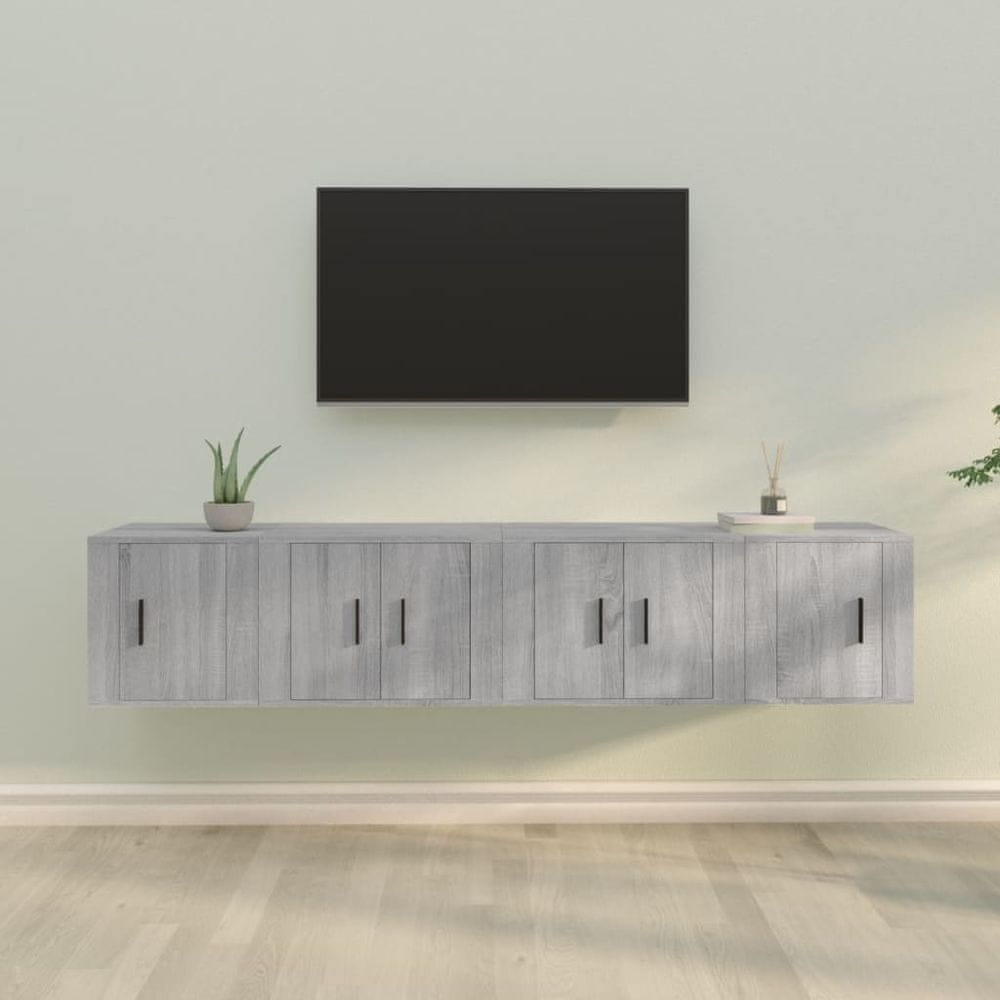 Vidaxl 4-dielna súprava TV skriniek sivý dub sonoma spracované drevo